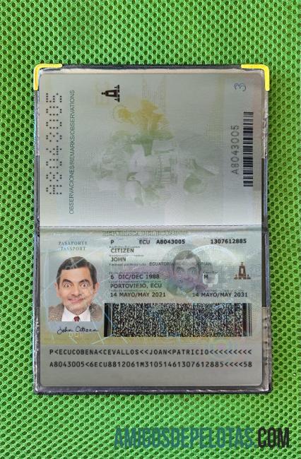 Passaporte Equador 2021 Presente Photolook exemplo real
